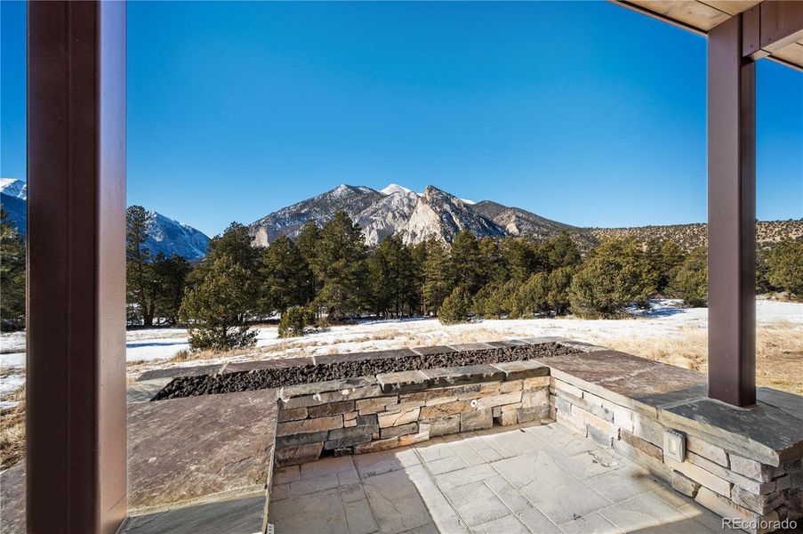 Lower level patio with gas lava rock fireplace Lower level patio with gas lava rock fireplace