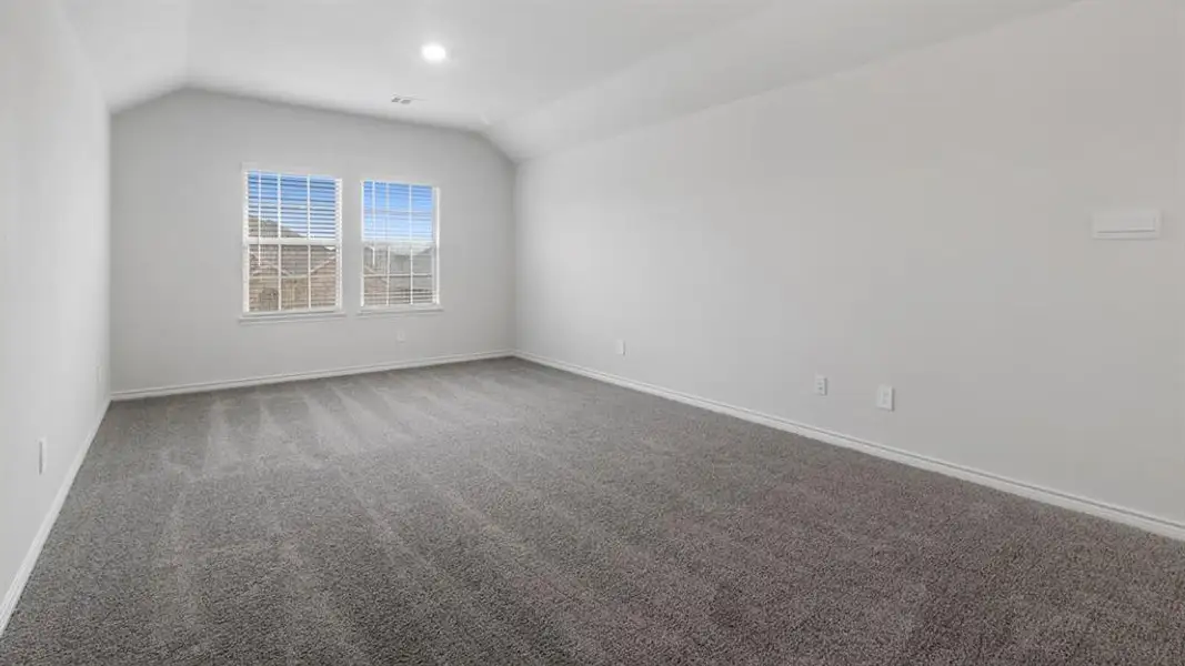 Additional living space with carpet and vaulted ceiling Additional living space with carpet and vaulted ceiling