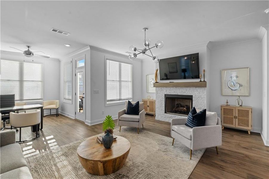 Furnished interior view inside a new home in Brackley Townhomes, Cumming (Image 31). Furnished interior view inside a new home in Brackley Townhomes, Cumming (Image 31).