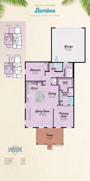 2D floor plan layout for the Bamboo by Minto Communities in Latitude Margaritaville Watersound, Panama City Beach, FL (Image 3). 2D floor plan layout for the Bamboo by Minto Communities in Latitude Margaritaville Watersound, Panama City Beach, FL (Image 3).