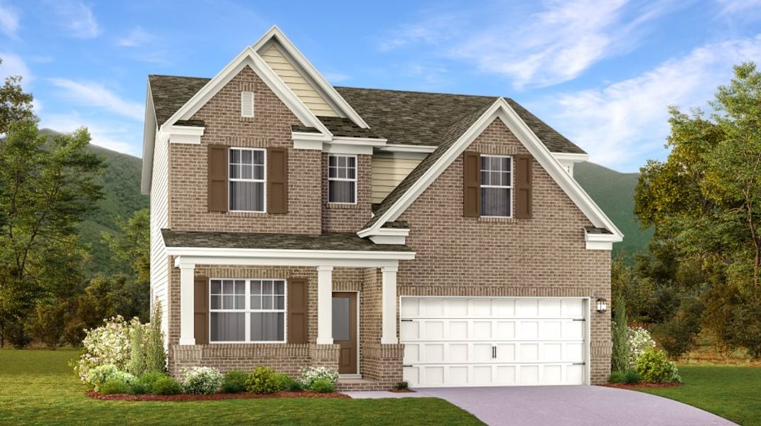 Front exterior of a new home in Ross Farms, Clarksville, TN, highlighting curb appeal (Image 1). Front exterior of a new home in Ross Farms, Clarksville, TN, highlighting curb appeal (Image 1).