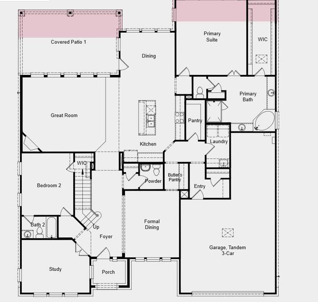 Additional highlights added:  Upgraded front door, extended primary suite and walk-in closet, secondary bedroom and full bathroom upstairs, and covered patio.