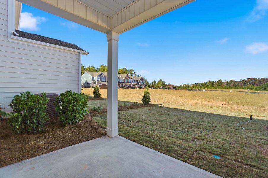 Exterior details and patio area of a home in Blythe Mill Townhomes, Waxhaw (Image 33).