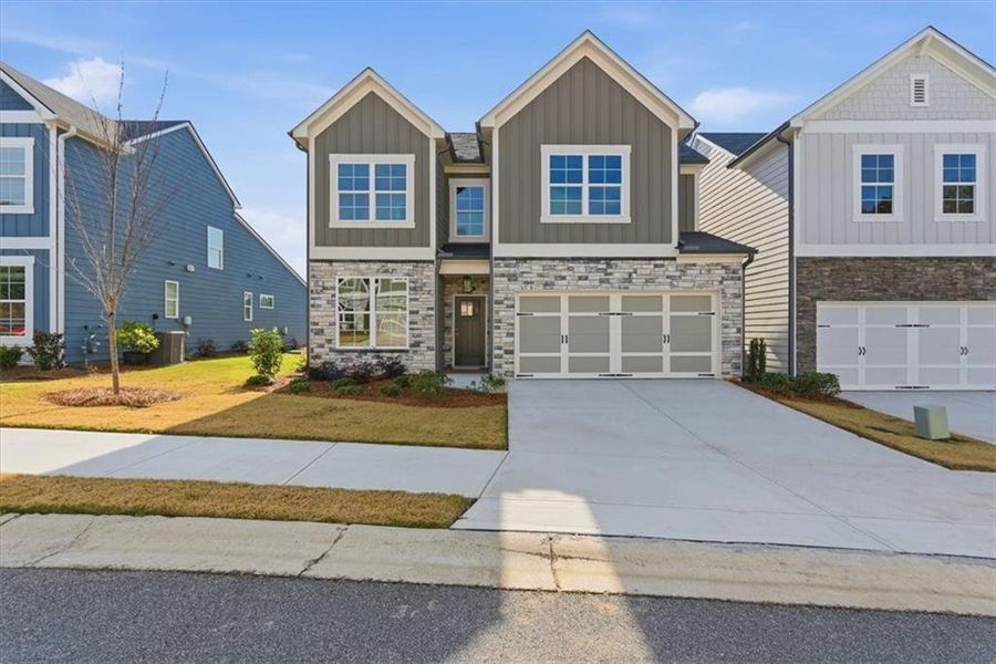 Front exterior of a new home in Lakeside at Great Sky, Canton, GA, highlighting curb appeal (Image 20).