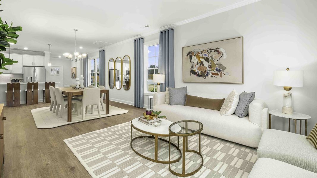 Furnished interior view inside a new home in The Meadows at Kinsley, Jamestown (Image 7). Furnished interior view inside a new home in The Meadows at Kinsley, Jamestown (Image 7).