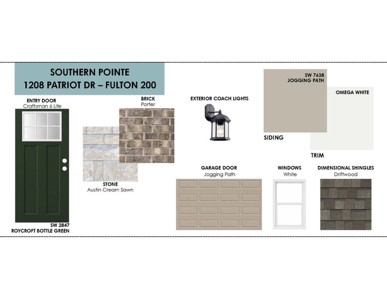 Sample of building materials used in homes in Southern Pointe, College Station (Image 3).