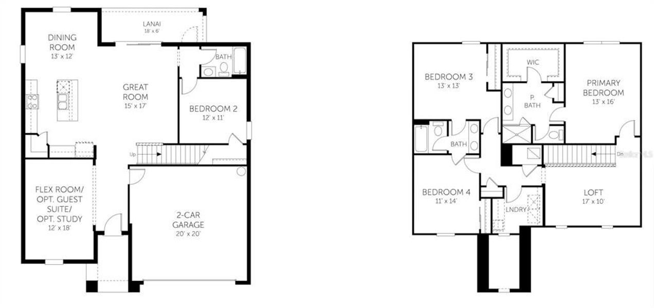 2D floor plan layout of this home in Tuscan Hills, Dade City, FL (Image 7).