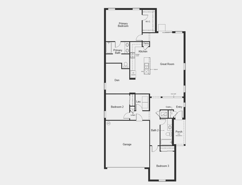 2D floor plan layout for the Plan 1866 by KB Home in The Shores II, St. Cloud, FL (Image 3).