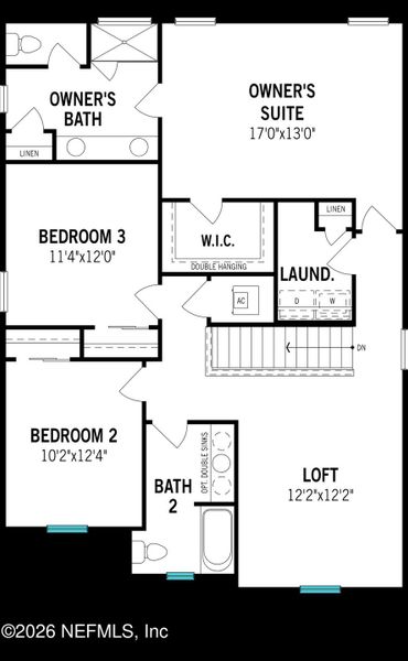 2D floor plan layout of this home in RiverTown, St. Johns, FL (Image 5).