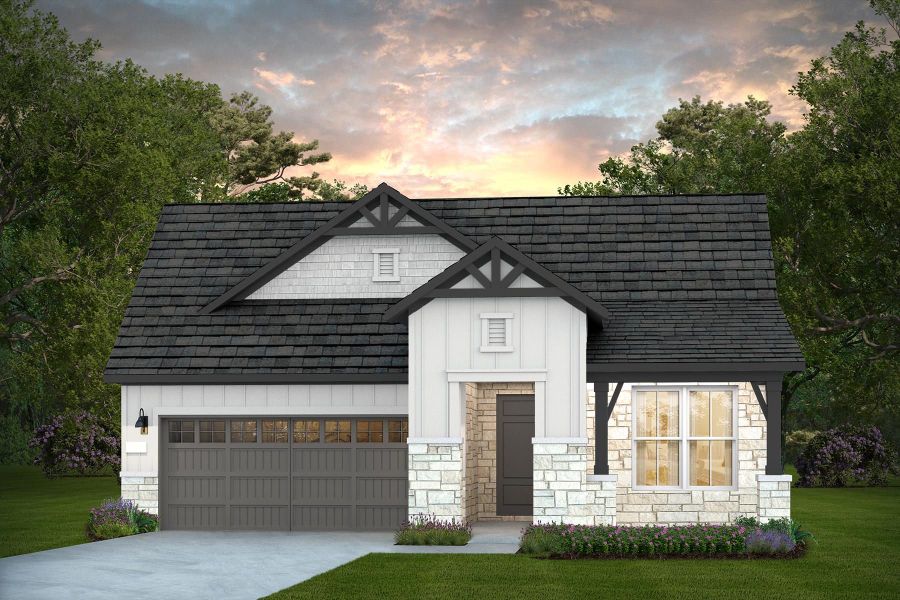 Representative exterior photo of a completed home built from the Prestige by Del Webb in Sun City Texas, Georgetown, TX (Image 26).