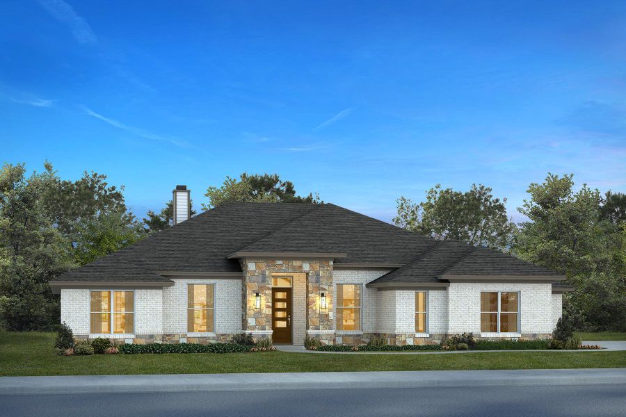 Representative exterior photo of a completed home built from the The Beaumont by Kenmark Homes in Santana Ridge - Brock ISD, Weatherford, TX (Image 2).