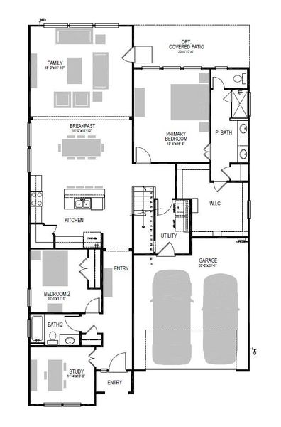 A well-designed floor plan details a home with a spacious family room, a primary bedroom suite, and an optional covered patio. A well-designed floor plan details a home with a spacious family room, a primary bedroom suite, and an optional covered patio.