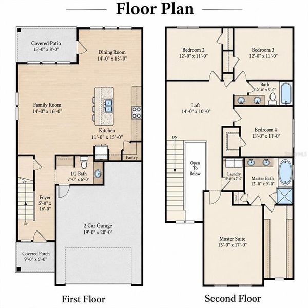 2D floor plan layout of this home in Storey Creek, Kissimmee, FL (Image 5).