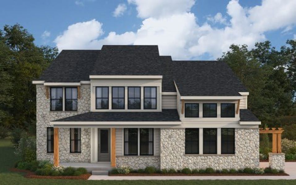 Representative exterior photo of a completed home built from the Rhodes by Fischer Homes in Stonehaven, Hoschton, GA (Image 11).
