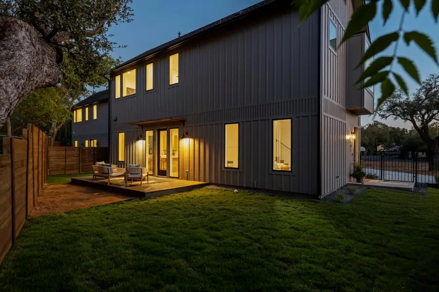 Private fenced backyard and deck Private fenced backyard and deck