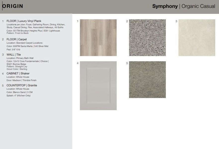 Design Selections.  Home is under construction and selections are subject to change.