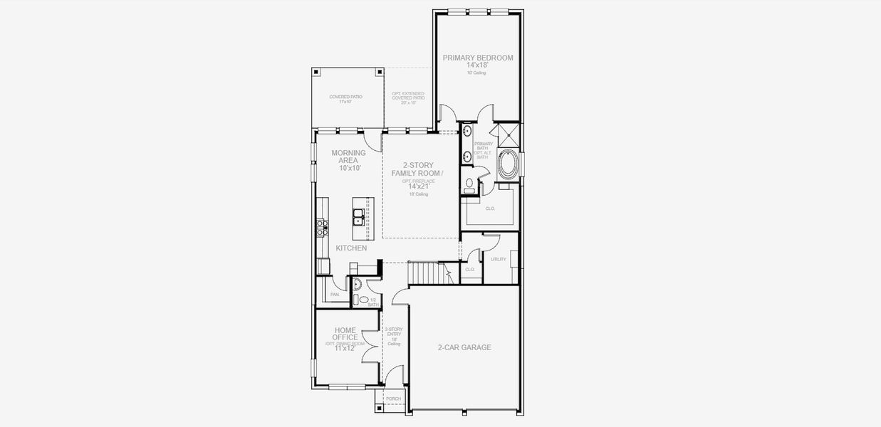 2D floor plan layout for the 2442W by Perry Homes in Trinity Falls, McKinney, TX (Image 3).