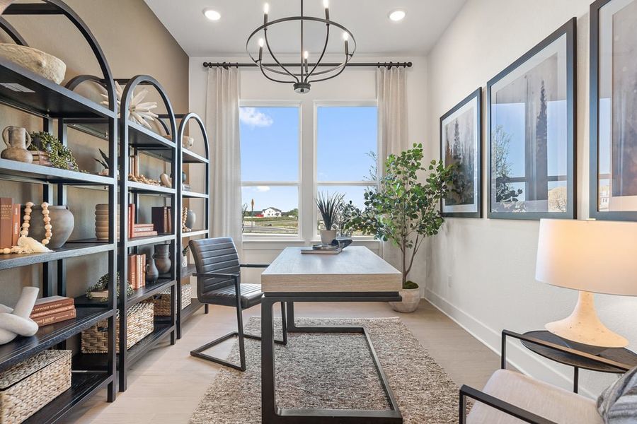 Furnished interior view inside a new home in Park Collection at Heritage, Dripping Springs (Image 6). Furnished interior view inside a new home in Park Collection at Heritage, Dripping Springs (Image 6).