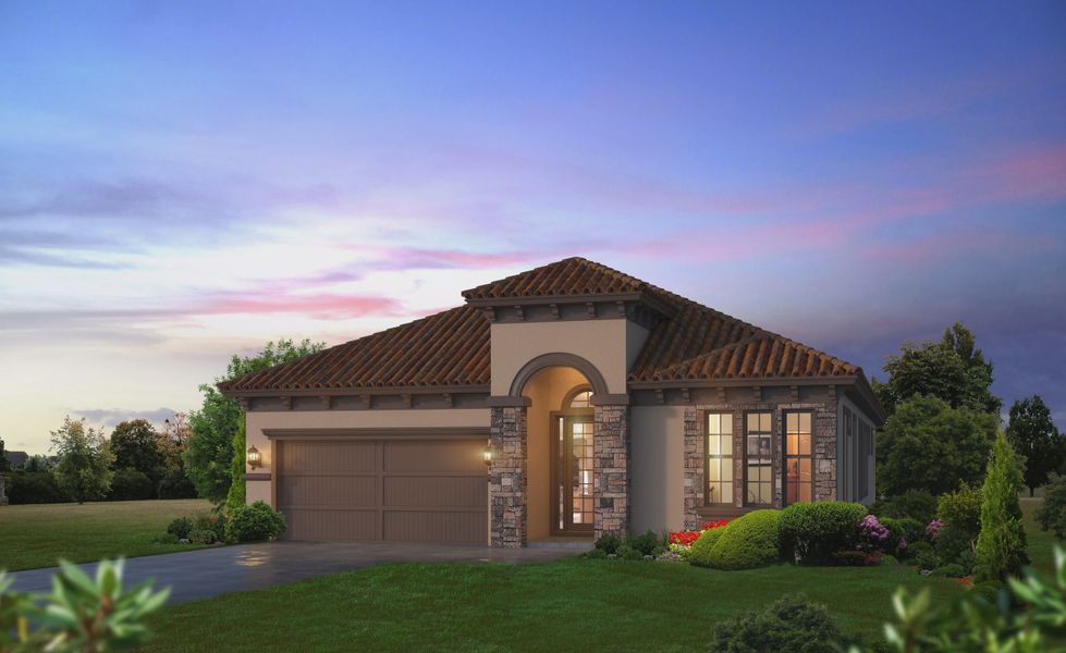 Representative exterior photo of a completed home built from the Serena by ICI Homes in Lake Jovita, Dade City, FL (Image 4). Representative exterior photo of a completed home built from the Serena by ICI Homes in Lake Jovita, Dade City, FL (Image 4).