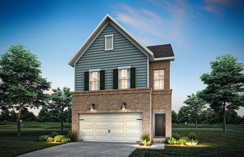 Front exterior of a new home in Adler Springs, Powder Springs, GA, highlighting curb appeal (Image 14).