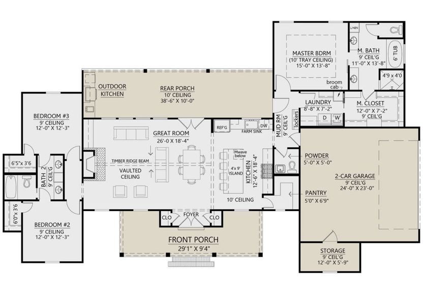 2D floor plan layout for the Linus by Zeal Home Builders in Patti Lynn Hills, Paradise, TX (Image 3).