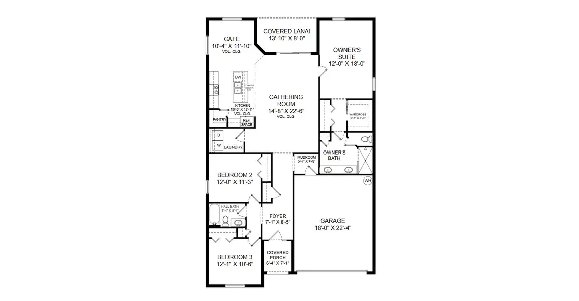 2D floor plan layout for the Sophia by Highland Homes of Florida in Vista Trace, Belleview, FL (Image 4).