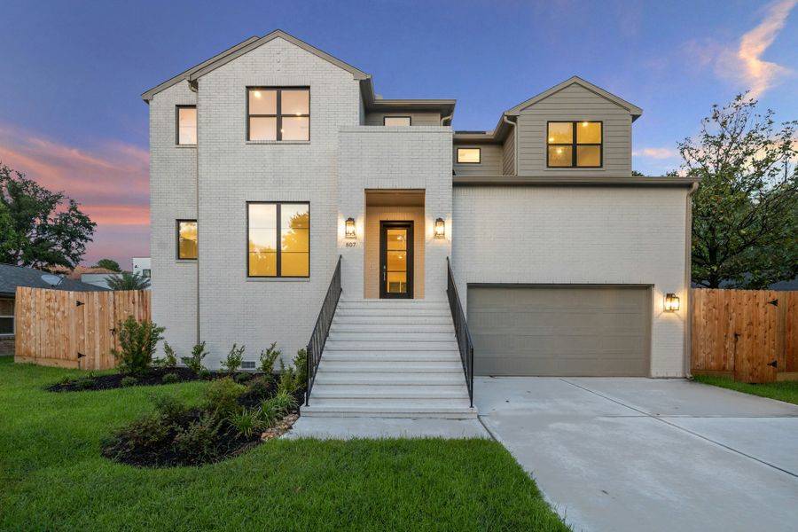 Front exterior of a new home in , Bellaire, TX, highlighting curb appeal (Image 15).