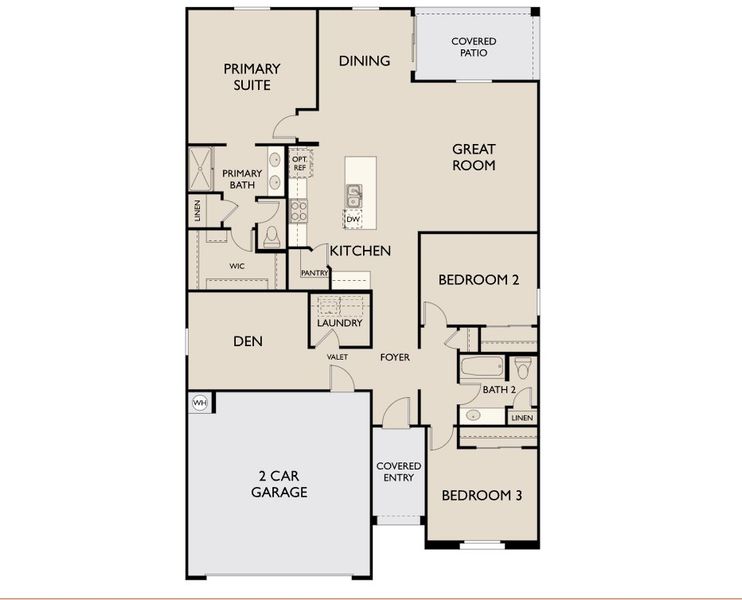 2D floor plan layout for the Marigold by Ashton Woods in Visara, Surprise, AZ (Image 3).