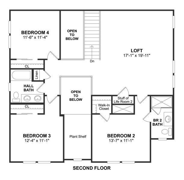 2D floor plan layout for the Tuscaloosa by K. Hovnanian® Homes in Bent Tree Meadows, Celina, TX (Image 4).
