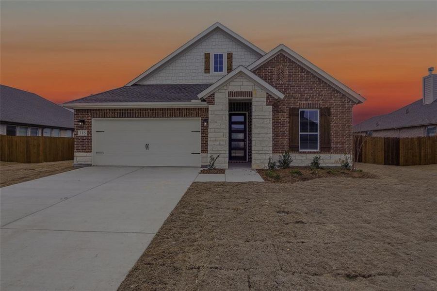 Front exterior of a new home in Aero Vista, Caddo Mills, TX, highlighting curb appeal (Image 21).