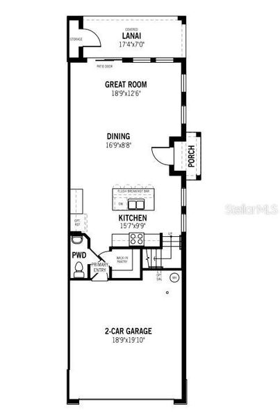 2D floor plan layout of this home in Crosswind Ranch, Parrish, FL (Image 4).