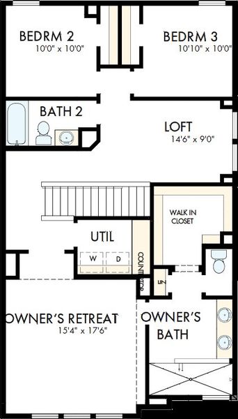 2D floor plan layout of this home in Retreat at Oak Park, Houston, TX (Image 3).