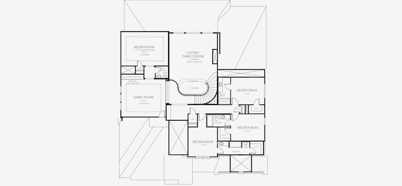 2D floor plan layout for the 4994W by Perry Homes in Creek of Driftwood, Driftwood, TX (Image 4).