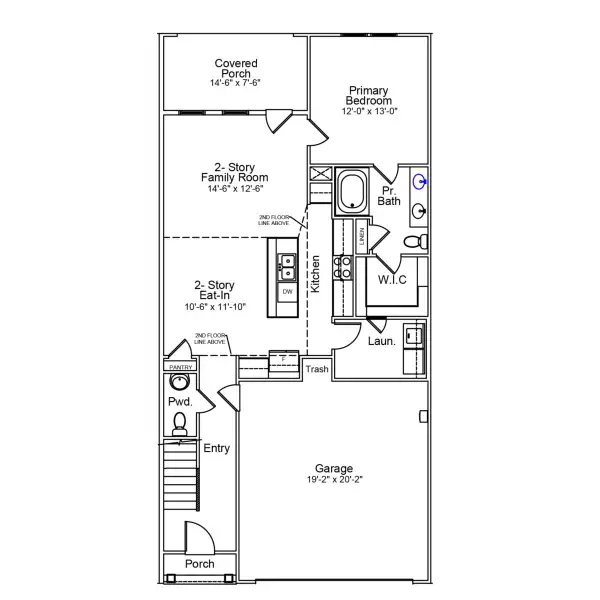 2D floor plan layout of this home in Avenue One, Castle Hayne, NC (Image 3).