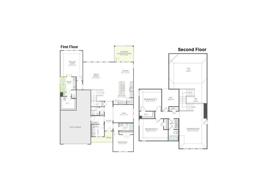 2D floor plan layout of this home in LaPrelle, Haslet, TX (Image 4). 2D floor plan layout of this home in LaPrelle, Haslet, TX (Image 4).