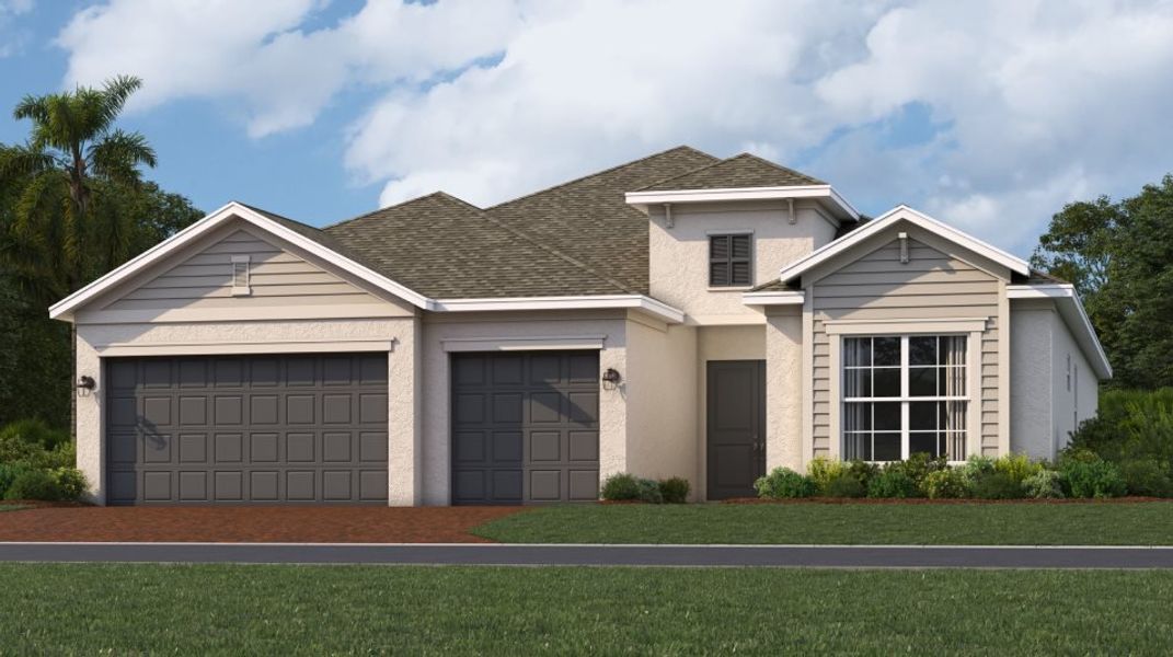 Front exterior of a home in the New Homes in Cape Coral: Signature Series community, located in Cape Coral, FL (Image 9).