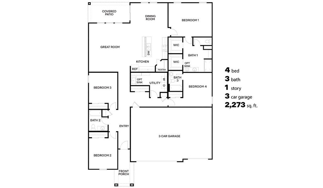 2D floor plan layout of this home in Saguaro Bloom, Marana, AZ (Image 2).
