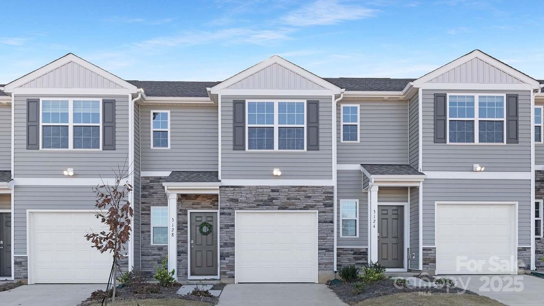 Front exterior of a new home in Clark Creek Landing, Lincolnton, NC, highlighting curb appeal (Image 1).
