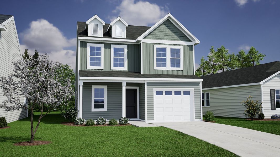 Representative exterior photo of a completed home built from the Evans - Genesis Value Collection by Mungo Homes in Bluefield, Lexington, SC (Image 18).