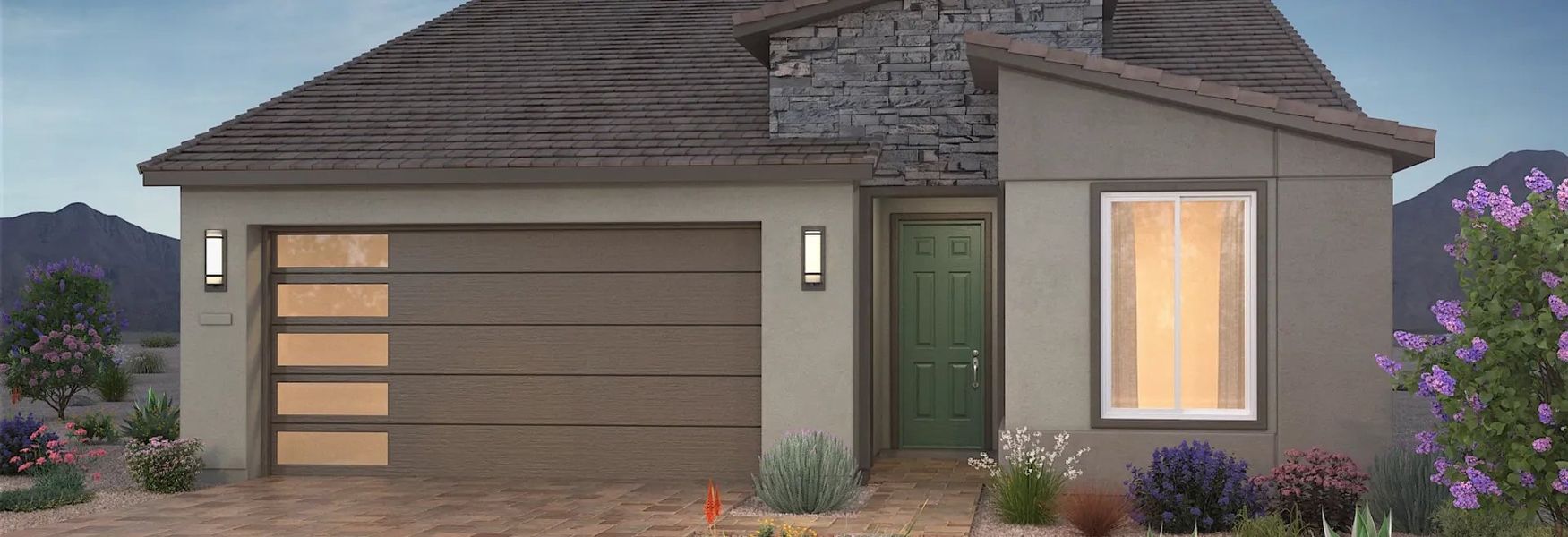 Front exterior of a new home in Ridgecrest™—a Trilogy® Boutique Community™, Peoria, AZ, highlighting curb appeal (Image 2). Front exterior of a new home in Ridgecrest™—a Trilogy® Boutique Community™, Peoria, AZ, highlighting curb appeal (Image 2).