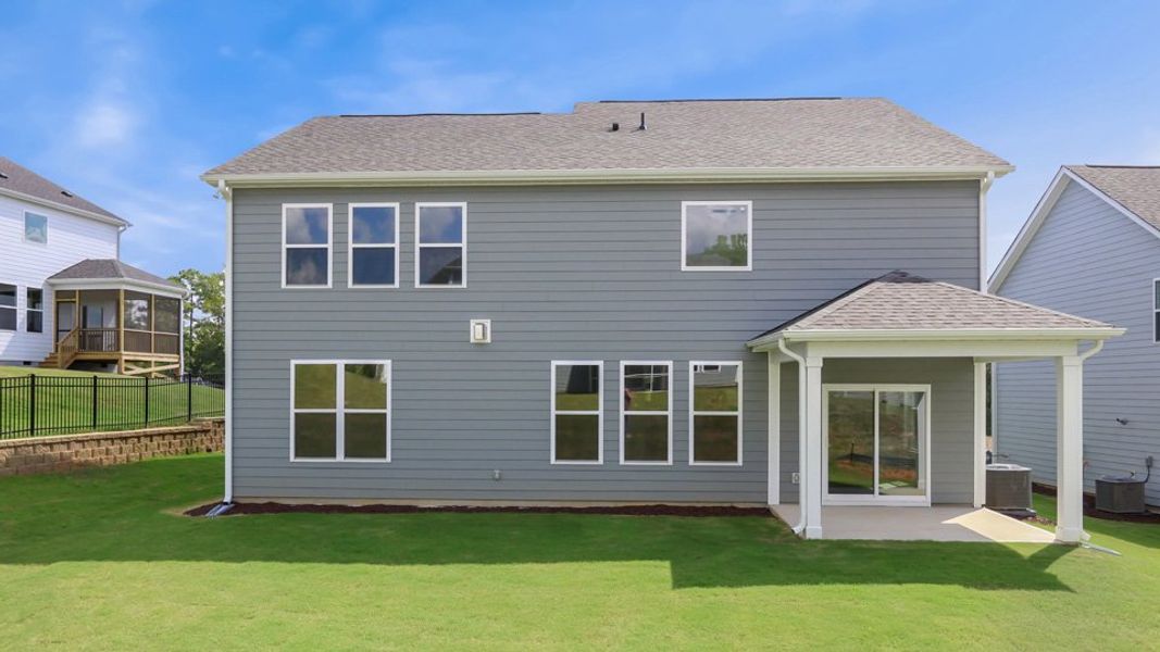 Exterior details and patio area of a home in The Grove at Winston Pointe, Clayton (Image 16).