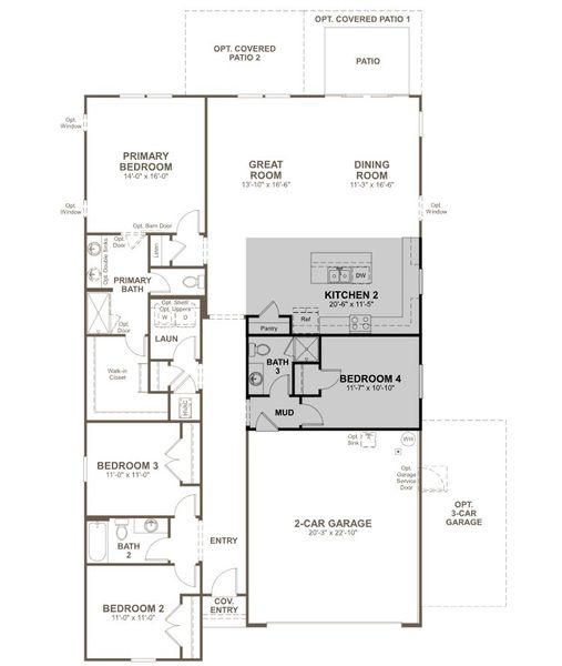 2D floor plan layout of this home in SummerTide, Palm Coast, FL (Image 4).