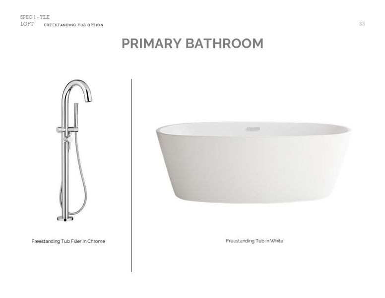 Loft Look Palette 1: Primary Bathroom Selection Sheet (*Artist rendering used for illustration purposes only.)