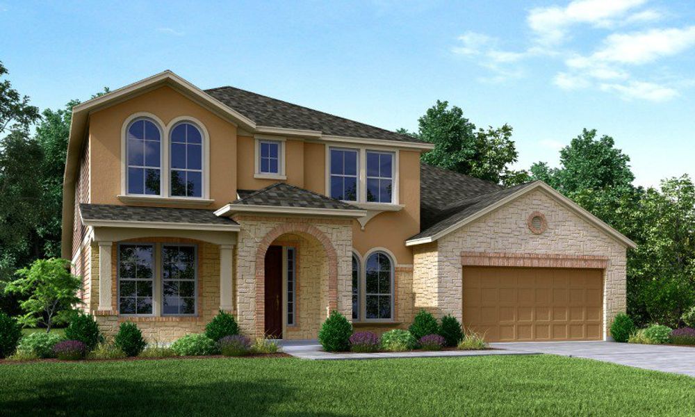 Representative exterior photo of a completed home built from the Lockhart by Beazer Homes in Amira: Hilltop Collection, Tomball, TX (Image 2).