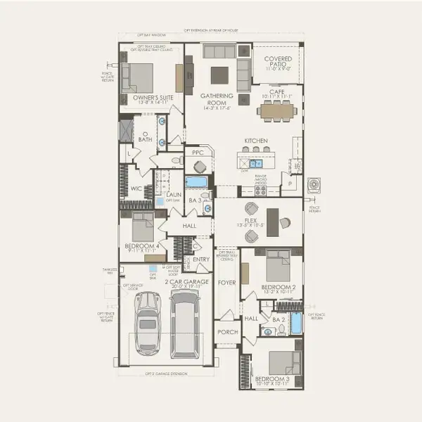 2D floor plan layout for the Cantania by Pulte Homes in Festival Foothills, Buckeye, AZ (Image 4).