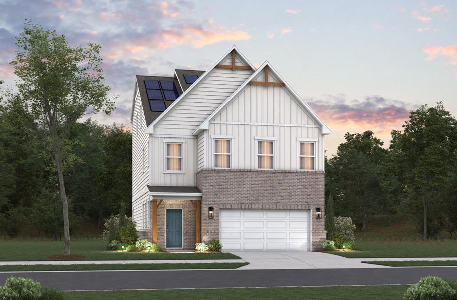 Representative exterior photo of a completed home built from the Lewis by Beazer Homes in Poppy at GreenHouse, Marietta, GA (Image 11).