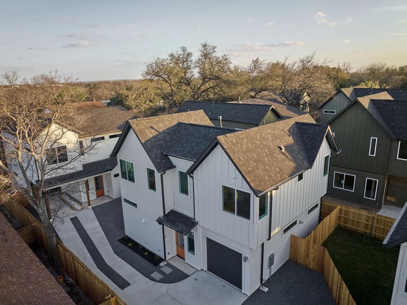 Aerial perspective of suburban area