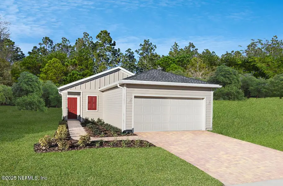 Front exterior of a new home in Stillwater | Active Adult 55+: Stillwater (40s) - Royal Collection, St. Johns, FL, highlighting curb appeal (Image 2). Front exterior of a new home in Stillwater | Active Adult 55+: Stillwater (40s) - Royal Collection, St. Johns, FL, highlighting curb appeal (Image 2).