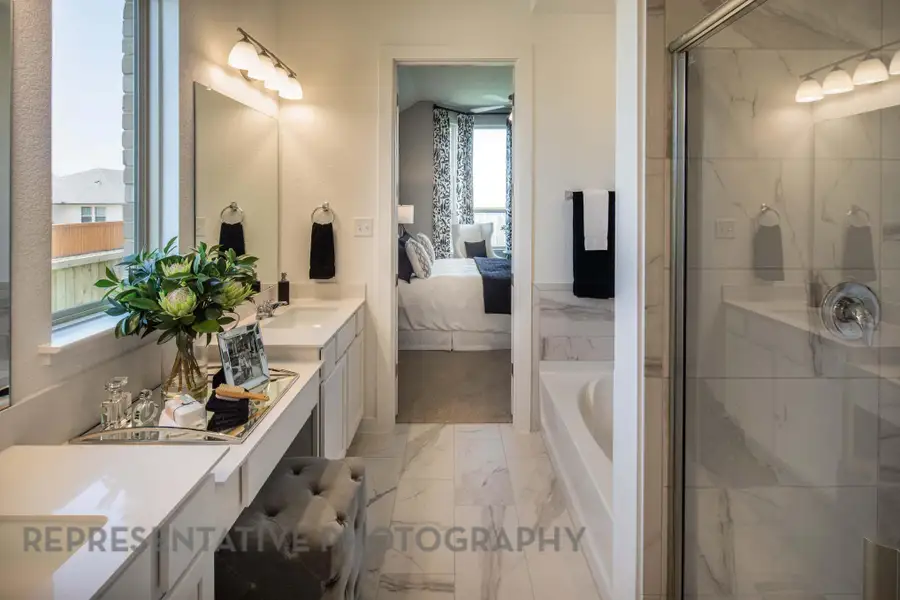 Furnished interior view inside a new home in Crosswinds, Kyle (Image 25). Furnished interior view inside a new home in Crosswinds, Kyle (Image 25).