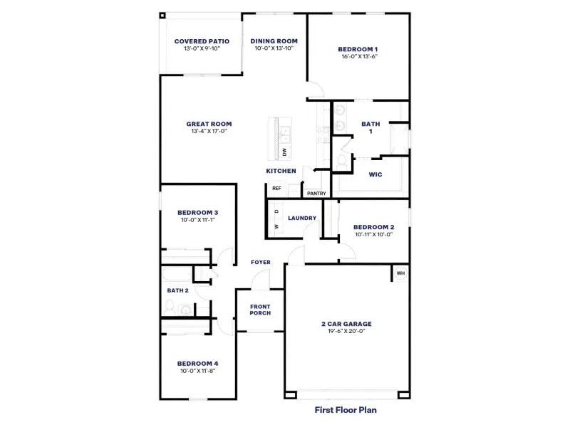 2D floor plan layout of this home in Desert Moon Estates, Buckeye, AZ (Image 4).